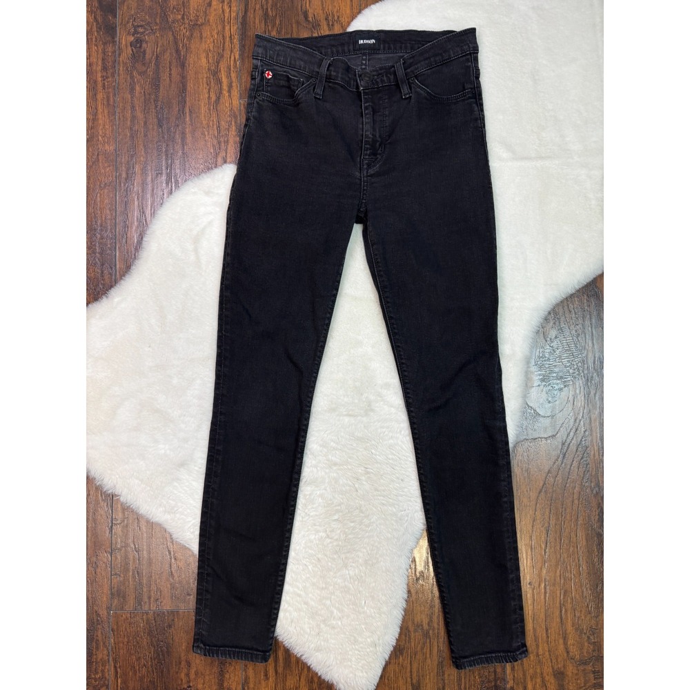 Hudson Natalie Super Skinny Jeans 27 Faded Black High Rise Stretch Denim Womens